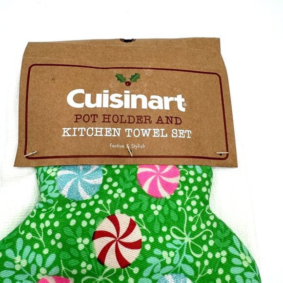 NEW Cuisinart Christmas Tree Pot Holder and Kitchen Towel Set - Picture 2 of 7